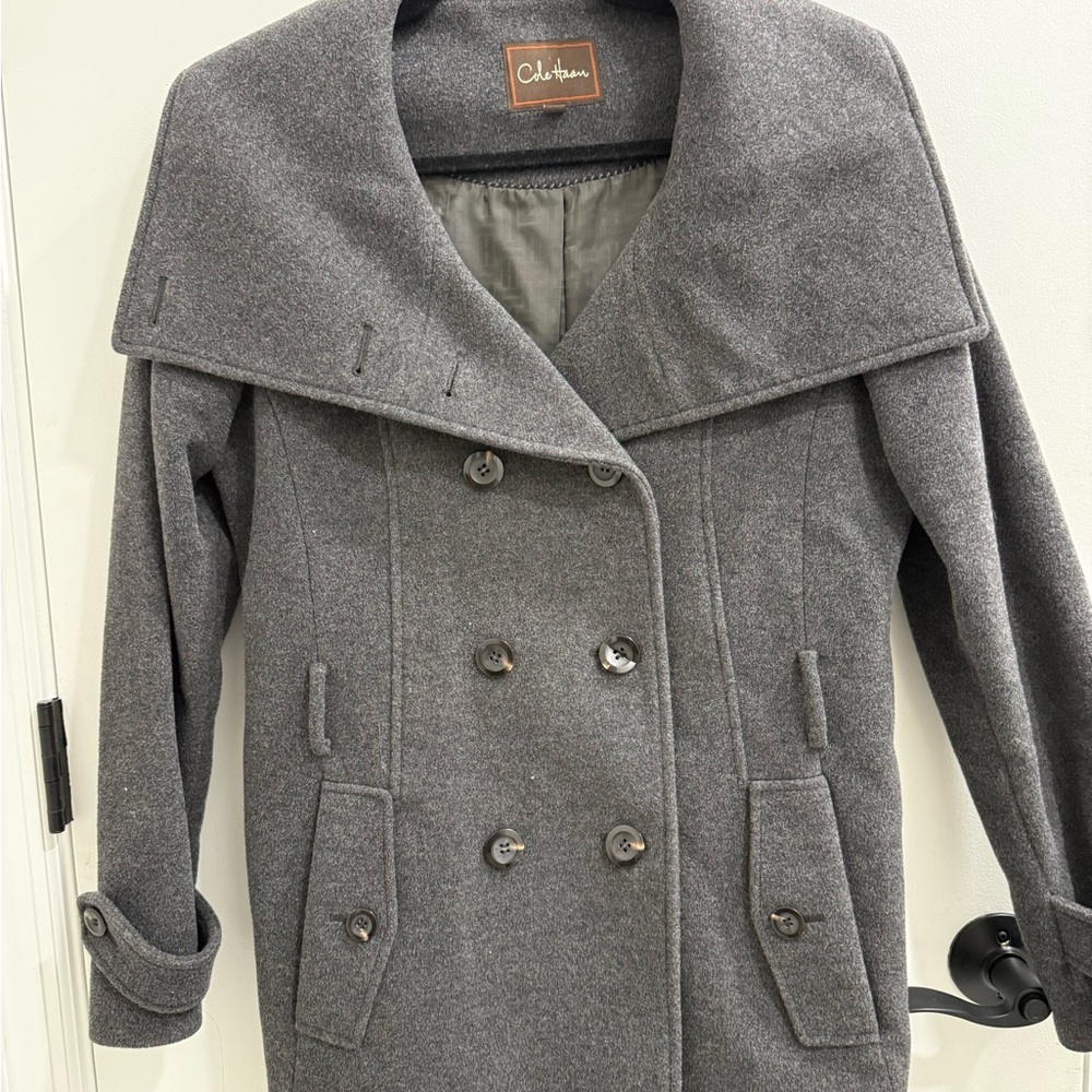 Cole Haan Charcoal Double-Breasted Peacoat